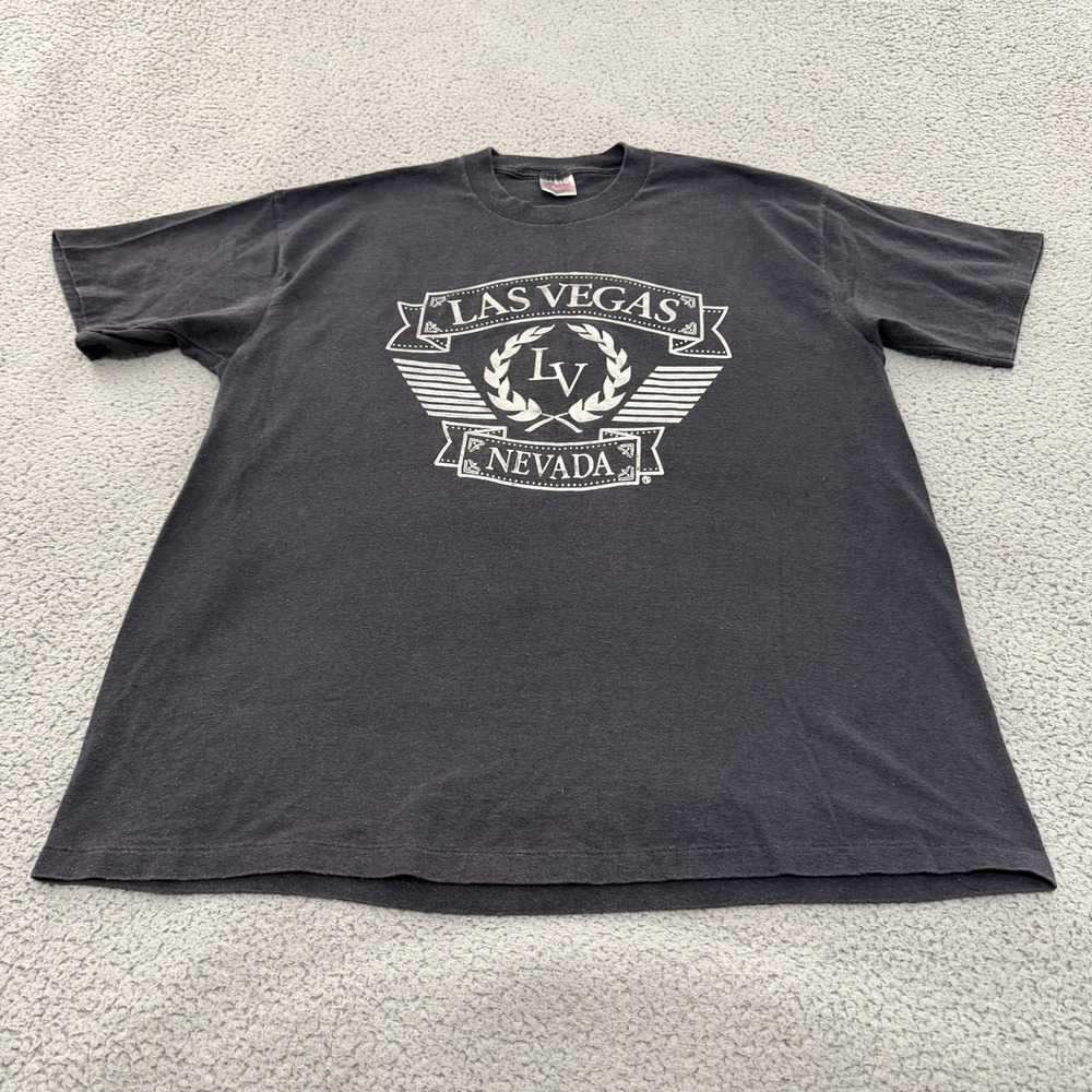 Vintage Las Vegas Nevada Graphic T-Shirt Mens XXL Black Single Stitch Oneita